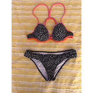 Victoria's Secret Black Polka Dot Padded Bikini Swimsuit